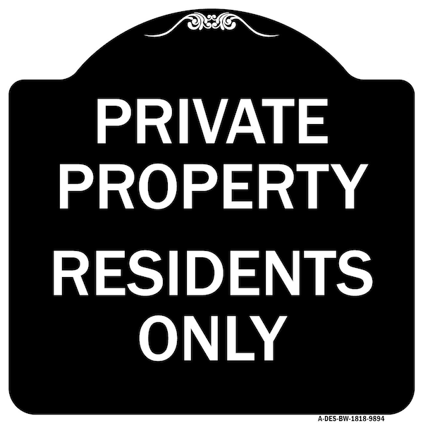 Signmission Designer Series Sign-Residents Only, Black & White Heavy-Gauge Aluminum, 18" x 18", BW-1818-9894 A-DES-BW-1818-9894 - main